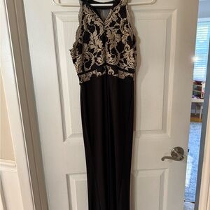 Morgan & Co. Black and Cream Lace Maxi Dress